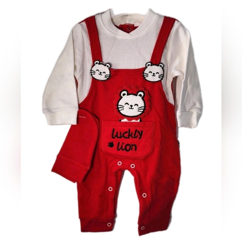 Baby Toddler Romper Overall 2-Pieces Set w/Hat Size 0-3 & 6 Months